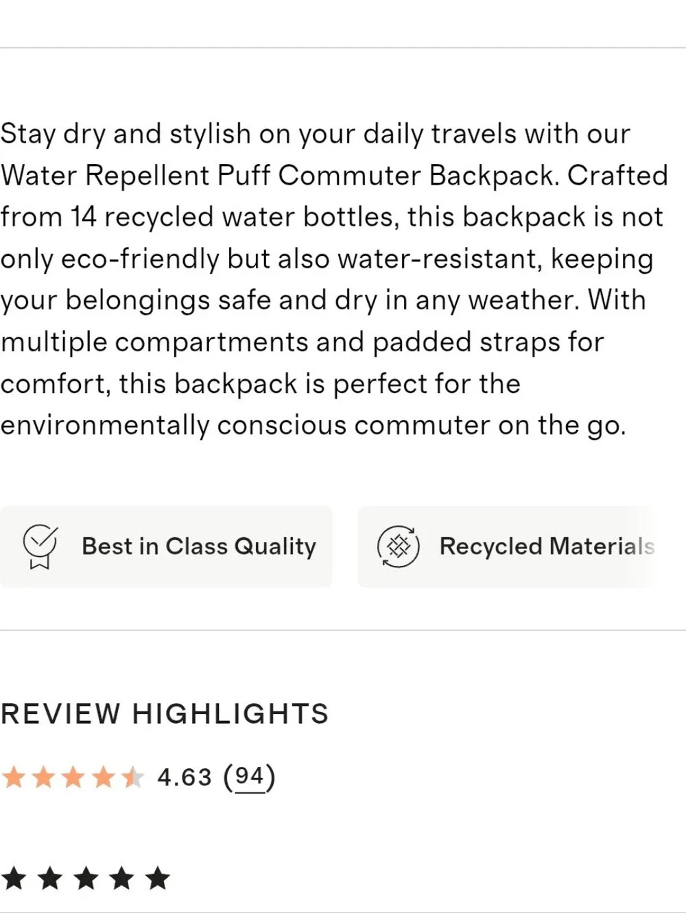 Quince Water-repellent Puff Commuter Backpack - Terracotta